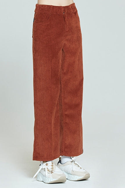 ロマンティッククラウン(ROMANTIC CROWN) WOMANS CORDUROY BUTTON PANTS_BROWN