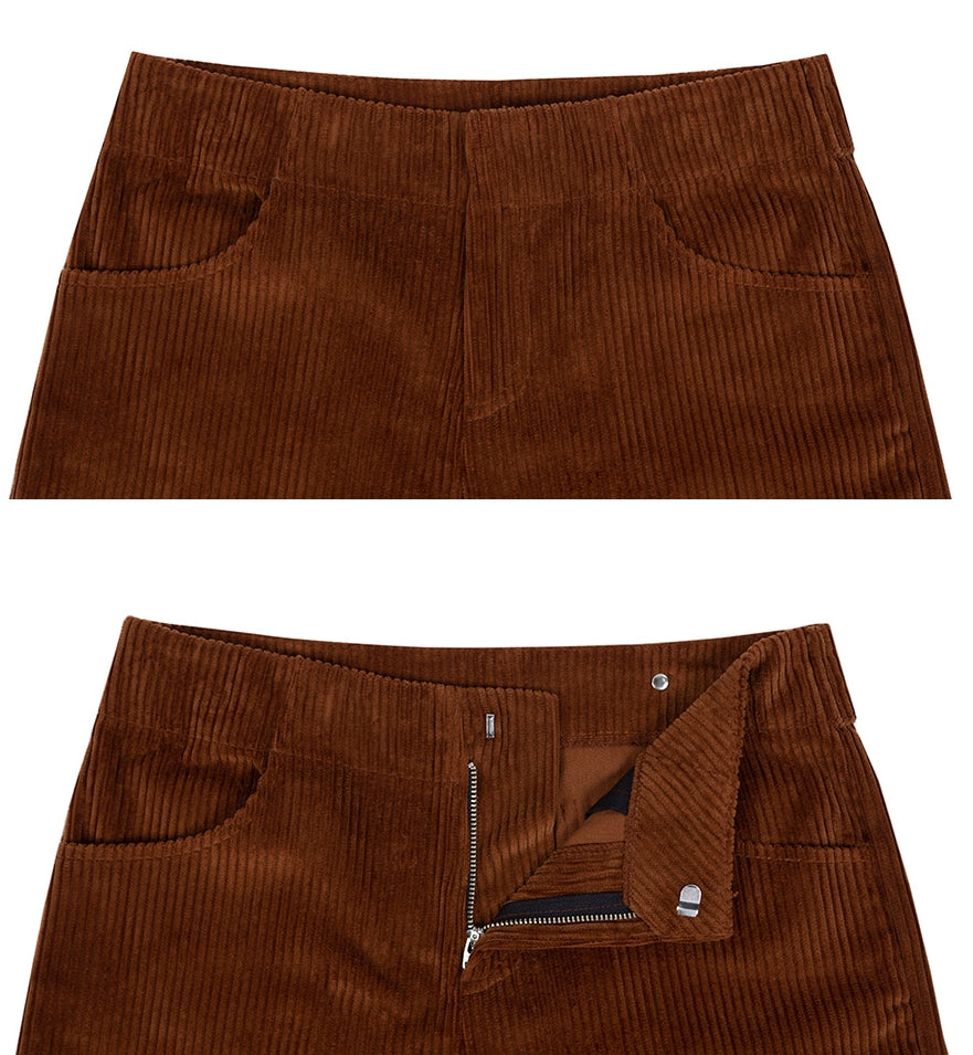 ロマンティッククラウン(ROMANTIC CROWN) WOMANS CORDUROY BUTTON PANTS_BROWN