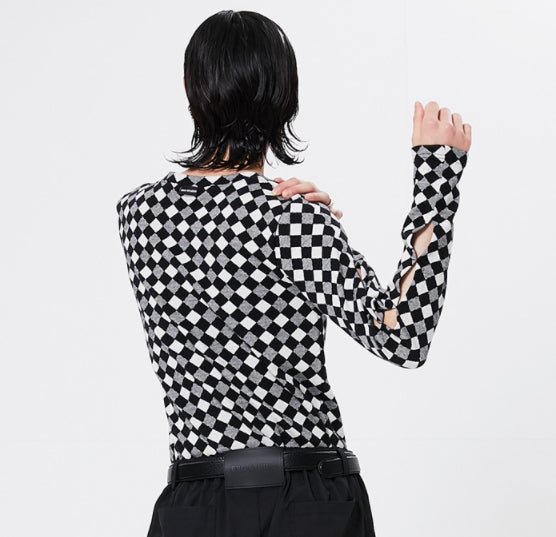 イーエスシースタジオ(ESC STUDIO)  Slit long sleeves (check)