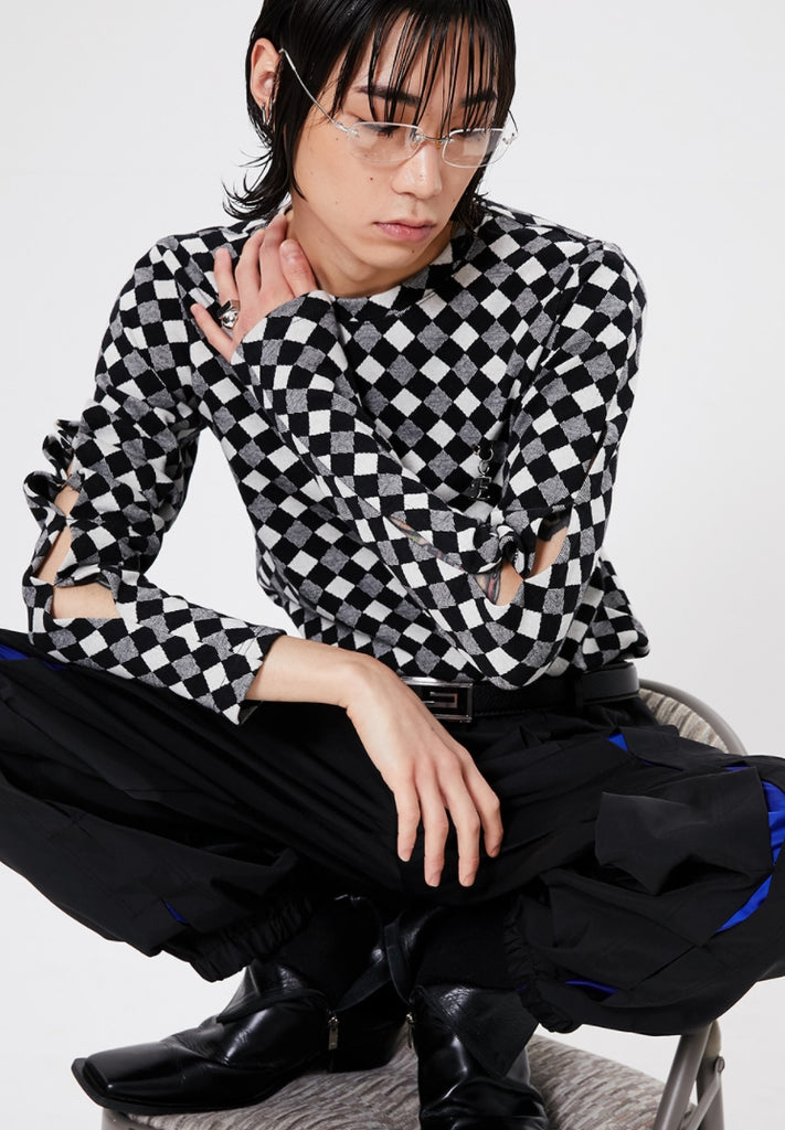 イーエスシースタジオ(ESC STUDIO)  Slit long sleeves (check)