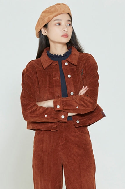 ロマンティッククラウン(ROMANTIC CROWN) WOMANS CORDUROY BUTTON JACKET_BROWN