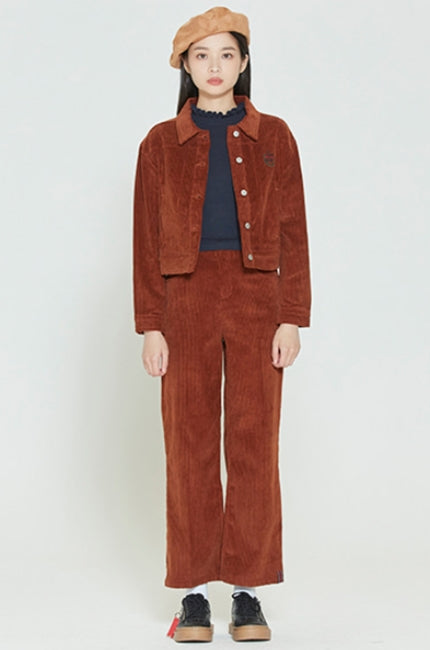 ロマンティッククラウン(ROMANTIC CROWN) WOMANS CORDUROY BUTTON JACKET_BROWN