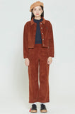 ロマンティッククラウン(ROMANTIC CROWN) WOMANS CORDUROY BUTTON JACKET_BROWN