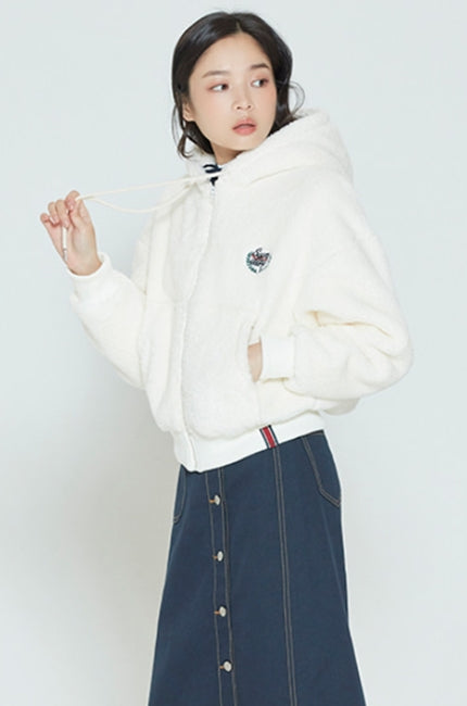 ロマンティッククラウン(ROMANTIC CROWN) WOMANS FLEECE HOODIE ZIP UP_OATMEAL
