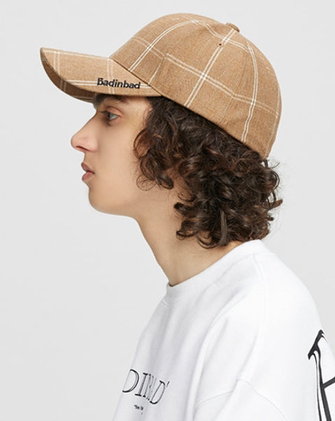 ベドインベド(BADINBAD) PLAIN LOGO CHECK CAP_BROWN