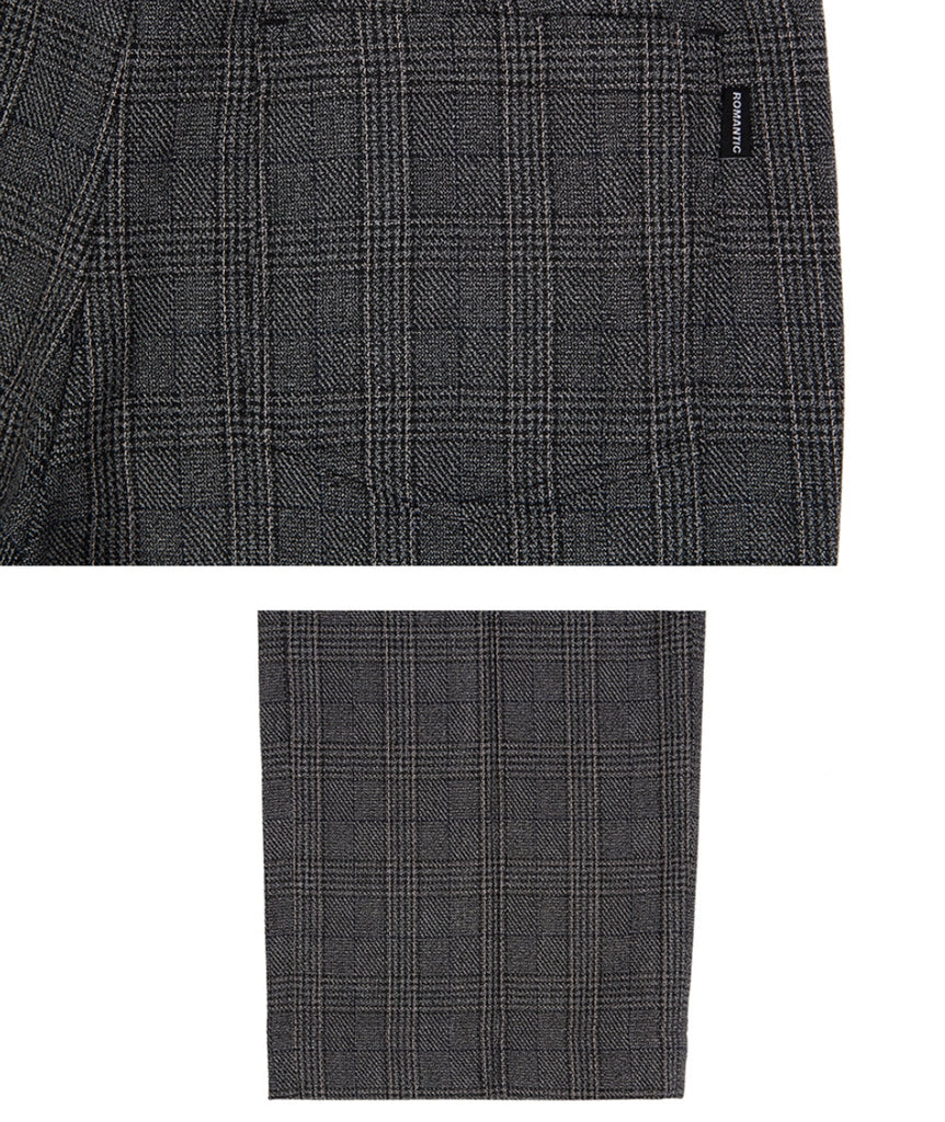 ロマンティッククラウン(ROMANTIC CROWN) PLAID CHECK PANTS_CHARCOAL