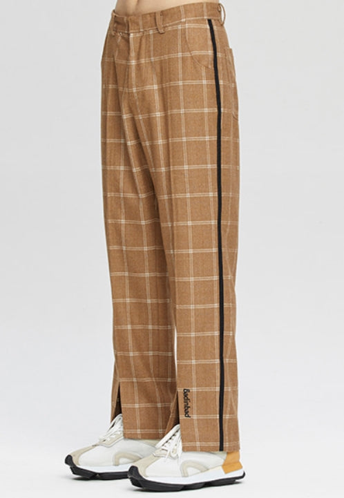 ベドインベド(BADINBAD)  CUT OPEN CHECK PANTS_BROWN