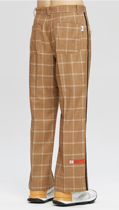 ベドインベド(BADINBAD)  CUT OPEN CHECK PANTS_BROWN