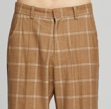 ベドインベド(BADINBAD)  CUT OPEN CHECK PANTS_BROWN