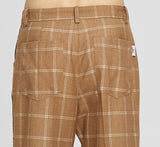 ベドインベド(BADINBAD)  CUT OPEN CHECK PANTS_BROWN
