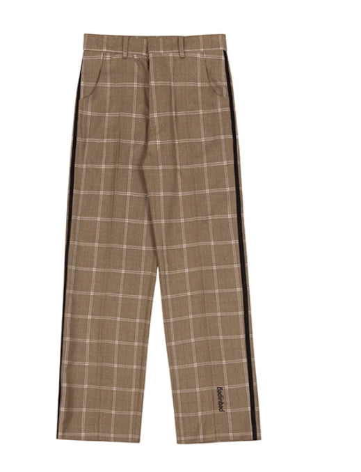 ベドインベド(BADINBAD)  CUT OPEN CHECK PANTS_BROWN