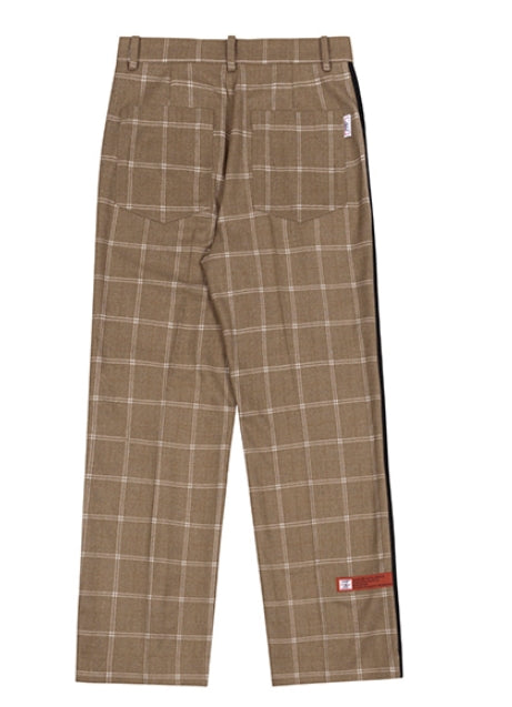 ベドインベド(BADINBAD)  CUT OPEN CHECK PANTS_BROWN