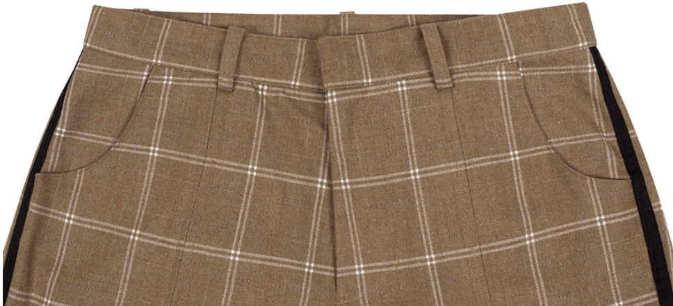ベドインベド(BADINBAD)  CUT OPEN CHECK PANTS_BROWN