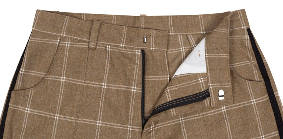 ベドインベド(BADINBAD)  CUT OPEN CHECK PANTS_BROWN