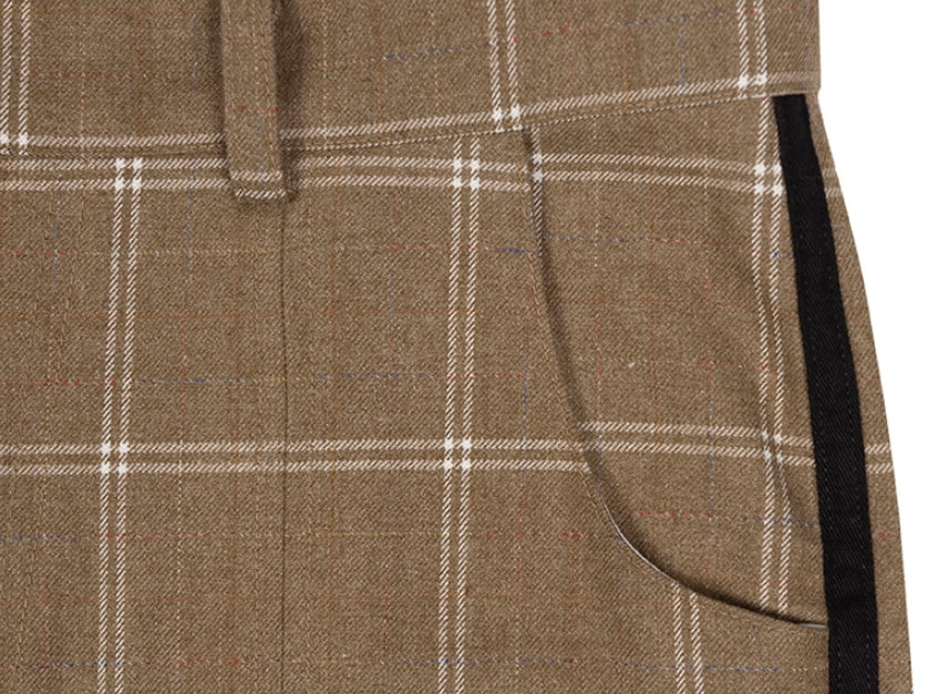ベドインベド(BADINBAD)  CUT OPEN CHECK PANTS_BROWN
