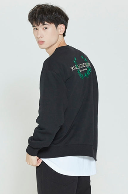ロマンティッククラウン(ROMANTIC CROWN) MODERN LAUREL LOGO SWEATSHIRT_BLACK
