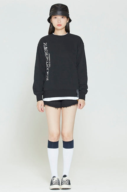 ロマンティッククラウン(ROMANTIC CROWN) MODERN LAUREL LOGO SWEATSHIRT_BLACK