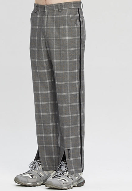 ベドインベド(BADINBAD)  CUT OPEN CHECK PANTS_GREY