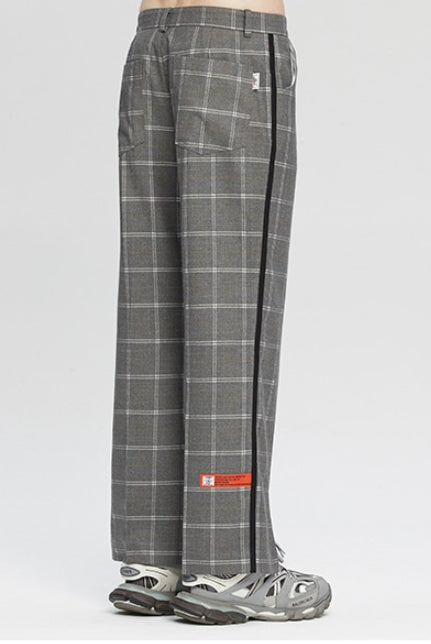 ベドインベド(BADINBAD)  CUT OPEN CHECK PANTS_GREY