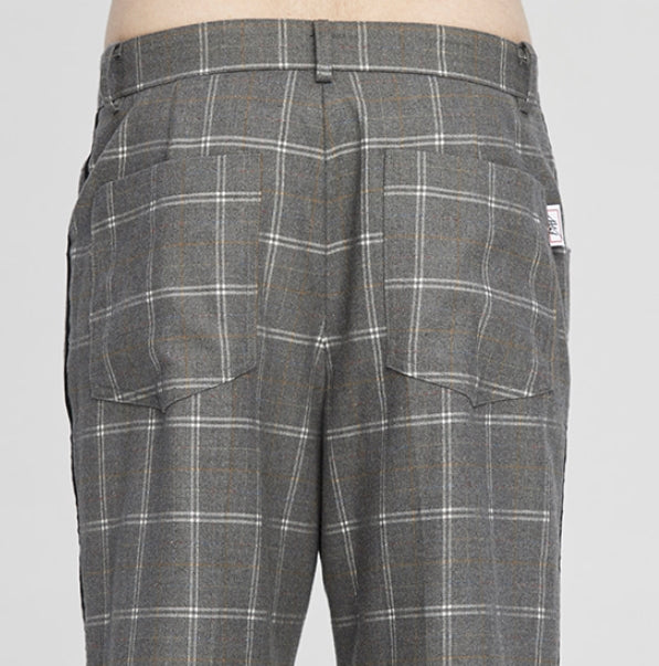 ベドインベド(BADINBAD)  CUT OPEN CHECK PANTS_GREY