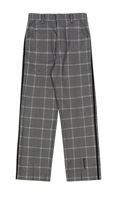 ベドインベド(BADINBAD)  CUT OPEN CHECK PANTS_GREY