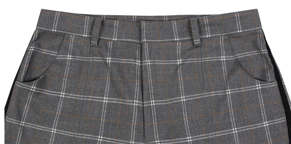 ベドインベド(BADINBAD)  CUT OPEN CHECK PANTS_GREY