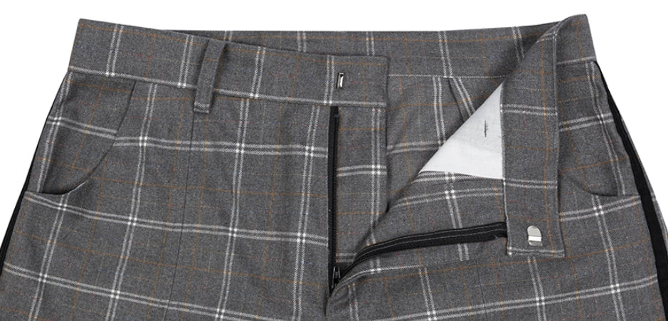 ベドインベド(BADINBAD)  CUT OPEN CHECK PANTS_GREY