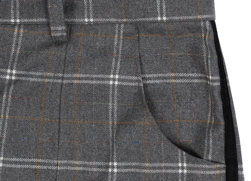ベドインベド(BADINBAD)  CUT OPEN CHECK PANTS_GREY