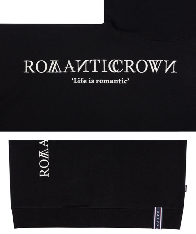 ロマンティッククラウン(ROMANTIC CROWN) MODERN LAUREL LOGO SWEATSHIRT_BLACK