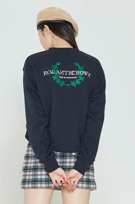 ロマンティッククラウン(ROMANTIC CROWN) MODERN LAUREL LOGO SWEATSHIRT_NAVY