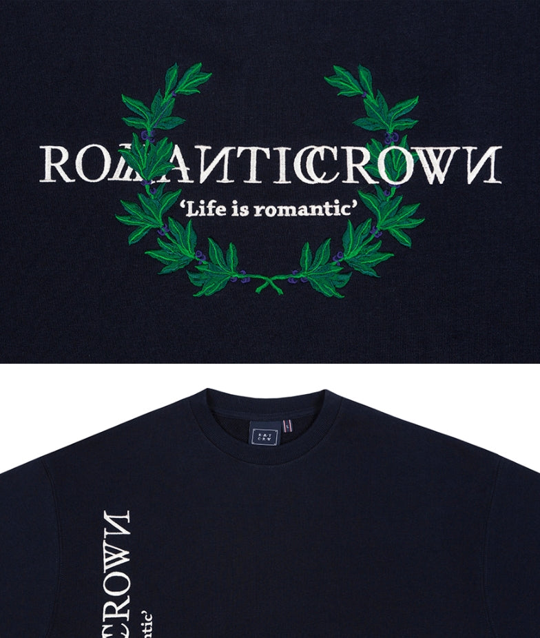 ロマンティッククラウン(ROMANTIC CROWN) MODERN LAUREL LOGO SWEATSHIRT_NAVY