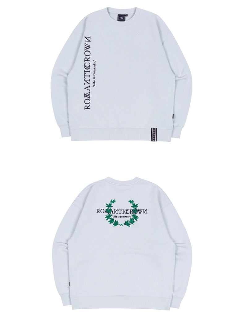 ロマンティッククラウン(ROMANTIC CROWN) MODERN LAUREL LOGO SWEATSHIRT_SKY BLUE