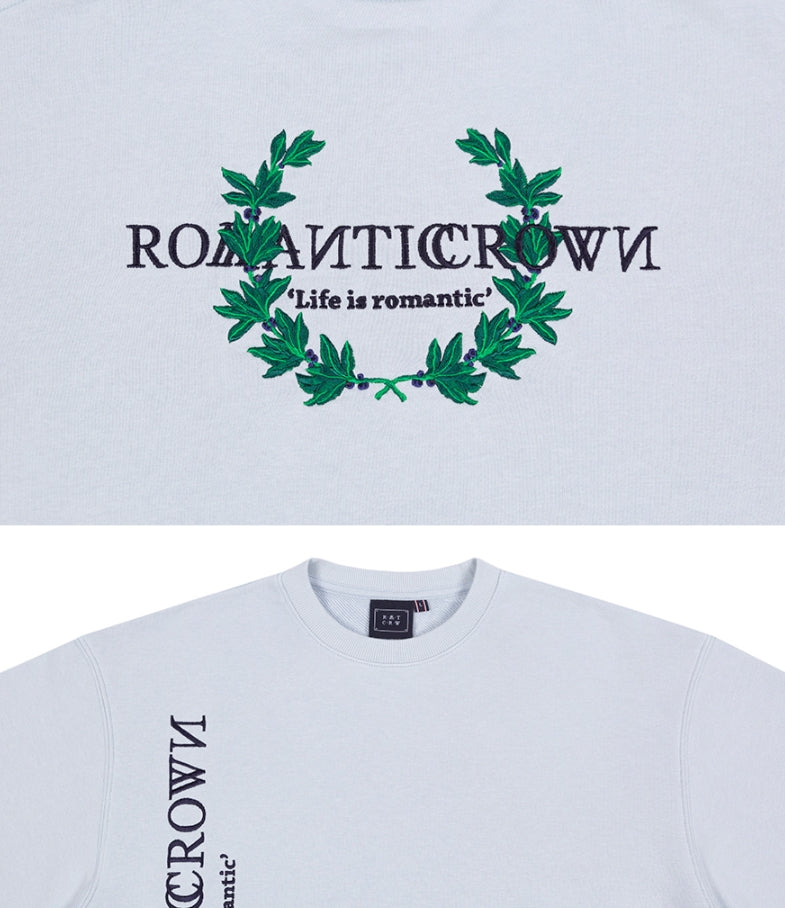 ロマンティッククラウン(ROMANTIC CROWN) MODERN LAUREL LOGO SWEATSHIRT_SKY BLUE
