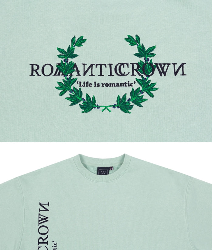 ロマンティッククラウン(ROMANTIC CROWN) MODERN LAUREL LOGO SWEATSHIRT_LIGHT GREEN