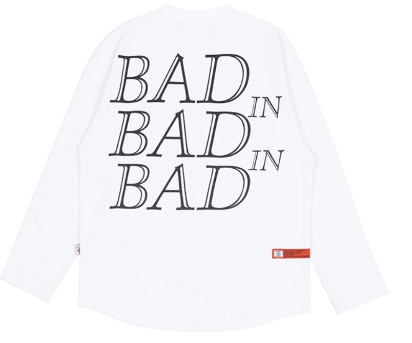 ベドインベド(BADINBAD) SERIF FONT LONG SLEEVE_WHITE