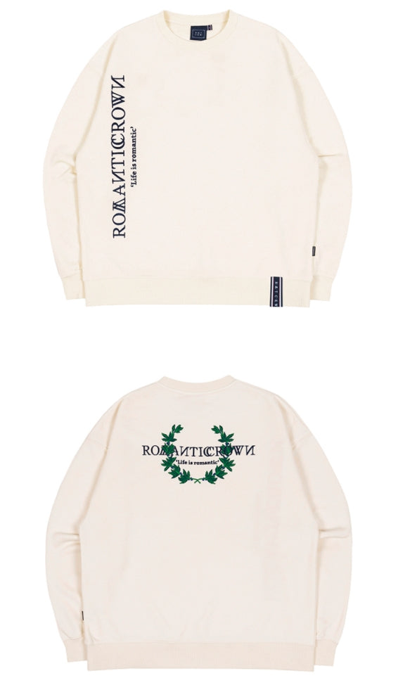 ロマンティッククラウン(ROMANTIC CROWN) MODERN LAUREL LOGO SWEATSHIRT_OATMEAL
