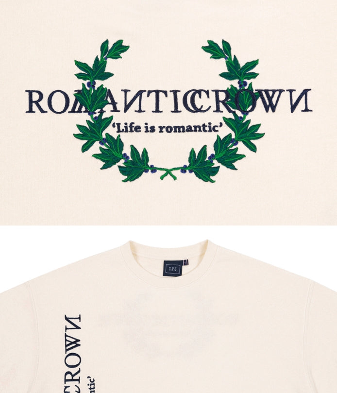 ロマンティッククラウン(ROMANTIC CROWN) MODERN LAUREL LOGO SWEATSHIRT_OATMEAL