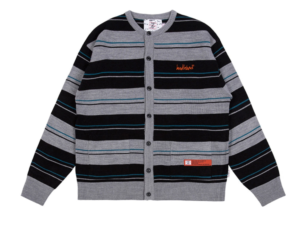 ベドインベド(BADINBAD)   STRIPED KNITTED CARDIGAN_GREY