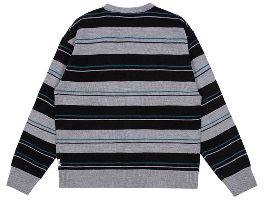 ベドインベド(BADINBAD)   STRIPED KNITTED CARDIGAN_GREY