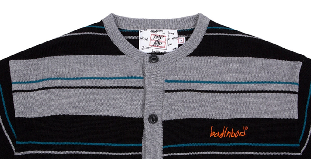 ベドインベド(BADINBAD)   STRIPED KNITTED CARDIGAN_GREY