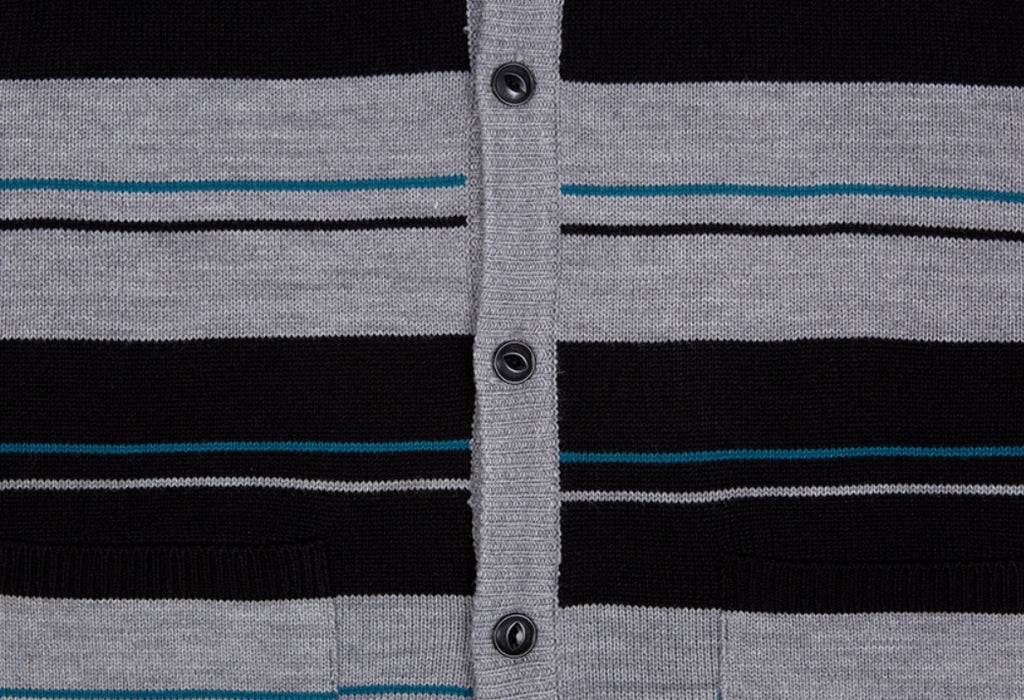 ベドインベド(BADINBAD)   STRIPED KNITTED CARDIGAN_GREY