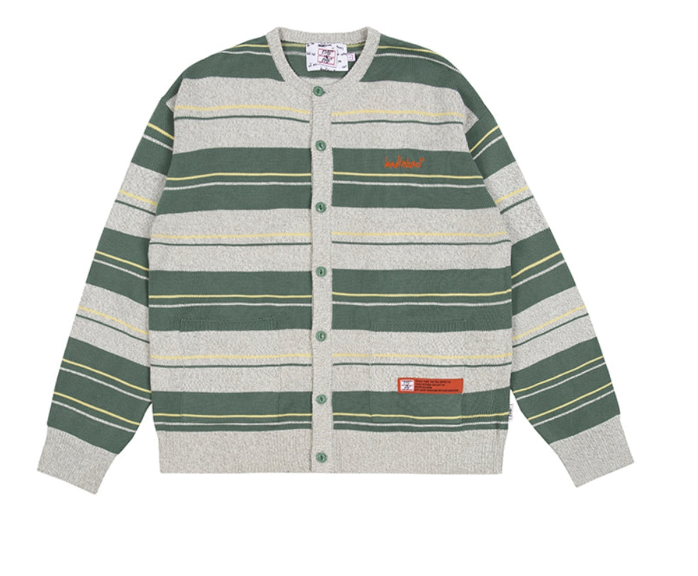 ベドインベド(BADINBAD)  STRIPED KNITTED CARDIGAN_MELANGE IVORY