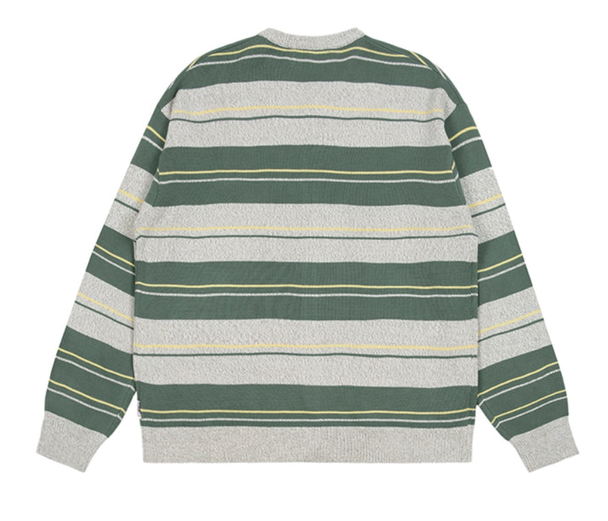ベドインベド(BADINBAD)  STRIPED KNITTED CARDIGAN_MELANGE IVORY