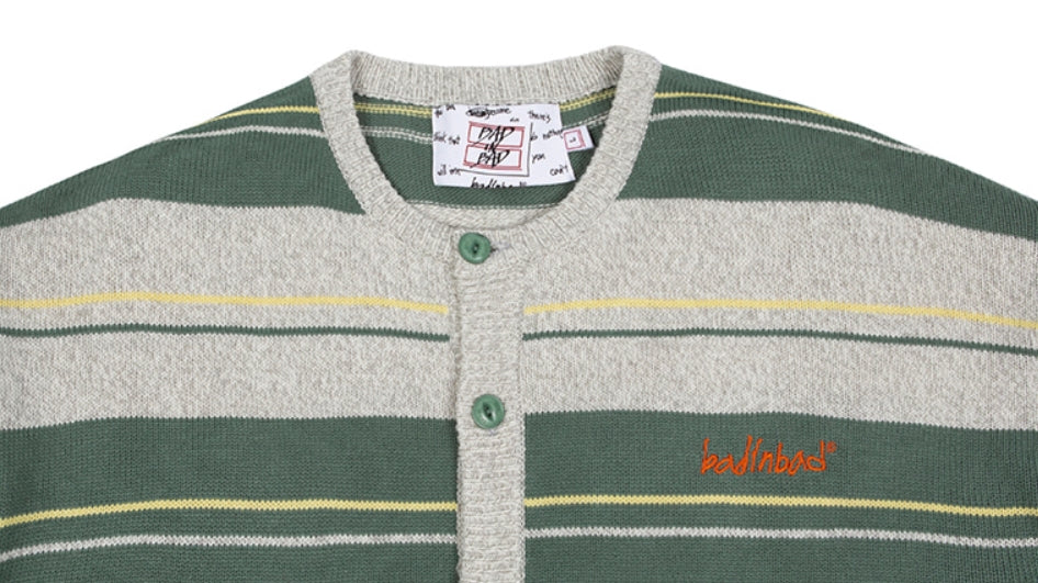 ベドインベド(BADINBAD)  STRIPED KNITTED CARDIGAN_MELANGE IVORY