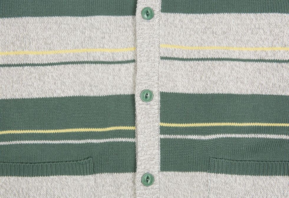 ベドインベド(BADINBAD)  STRIPED KNITTED CARDIGAN_MELANGE IVORY