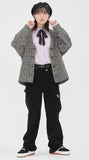 TARGETTO(ターゲット) TWEED CHECK CARDIGAN_DARK GREY