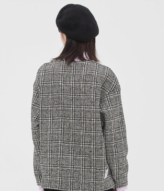 TARGETTO(ターゲット) TWEED CHECK CARDIGAN_DARK GREY