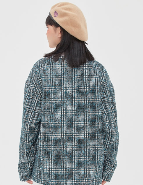TARGETTO(ターゲット) TWEED CHECK CARDIGAN_BLUE GREEN