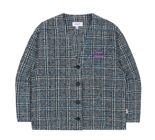 TARGETTO(ターゲット) TWEED CHECK CARDIGAN_BLUE GREEN