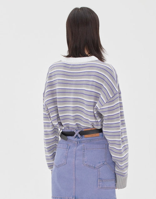 TARGETTO(ターゲット) KEY RING STRIPE KNIT_LIGHT GREY